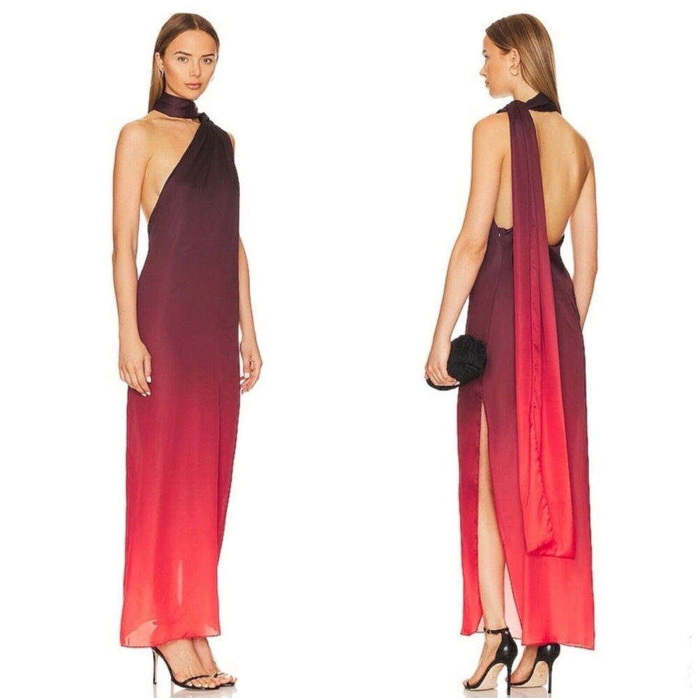 BAOBAB x REVOLVE Ari Maxi Dress in Wine Ombré size Large NWT
